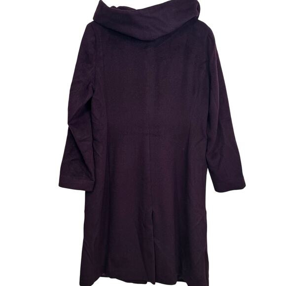 Cole Haan Size 14 Purple Wool Coat with Hood Pockets Lined Jacket - Picture 4 of 6